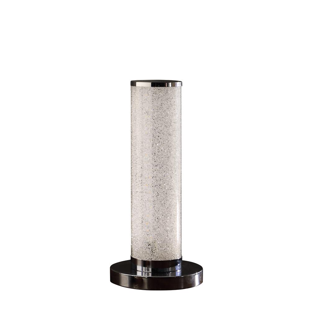 13" In Led Illuminari White Crystal Sandrocks Column Table Lamp