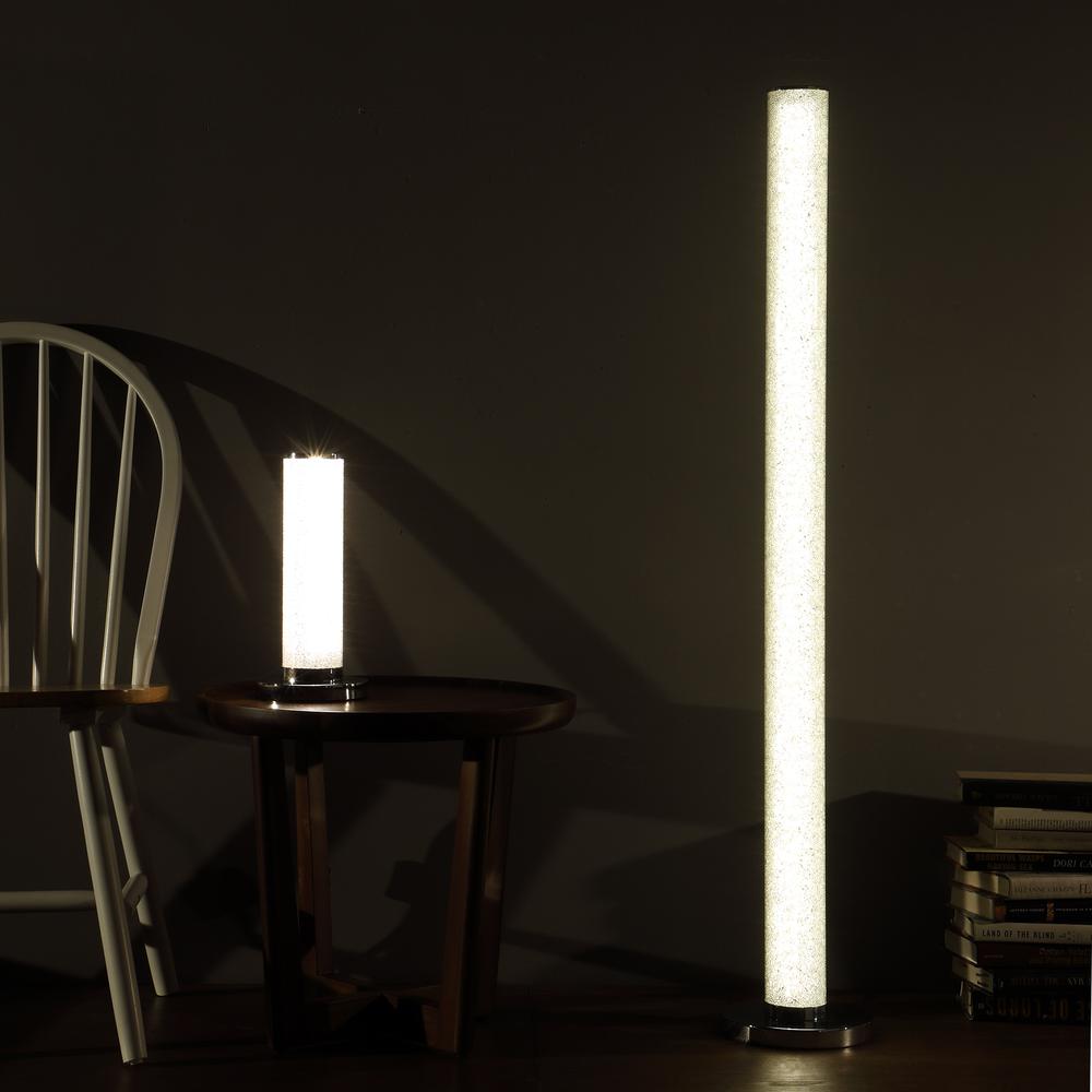 13" In Led Illuminari White Crystal Sandrocks Column Table Lamp