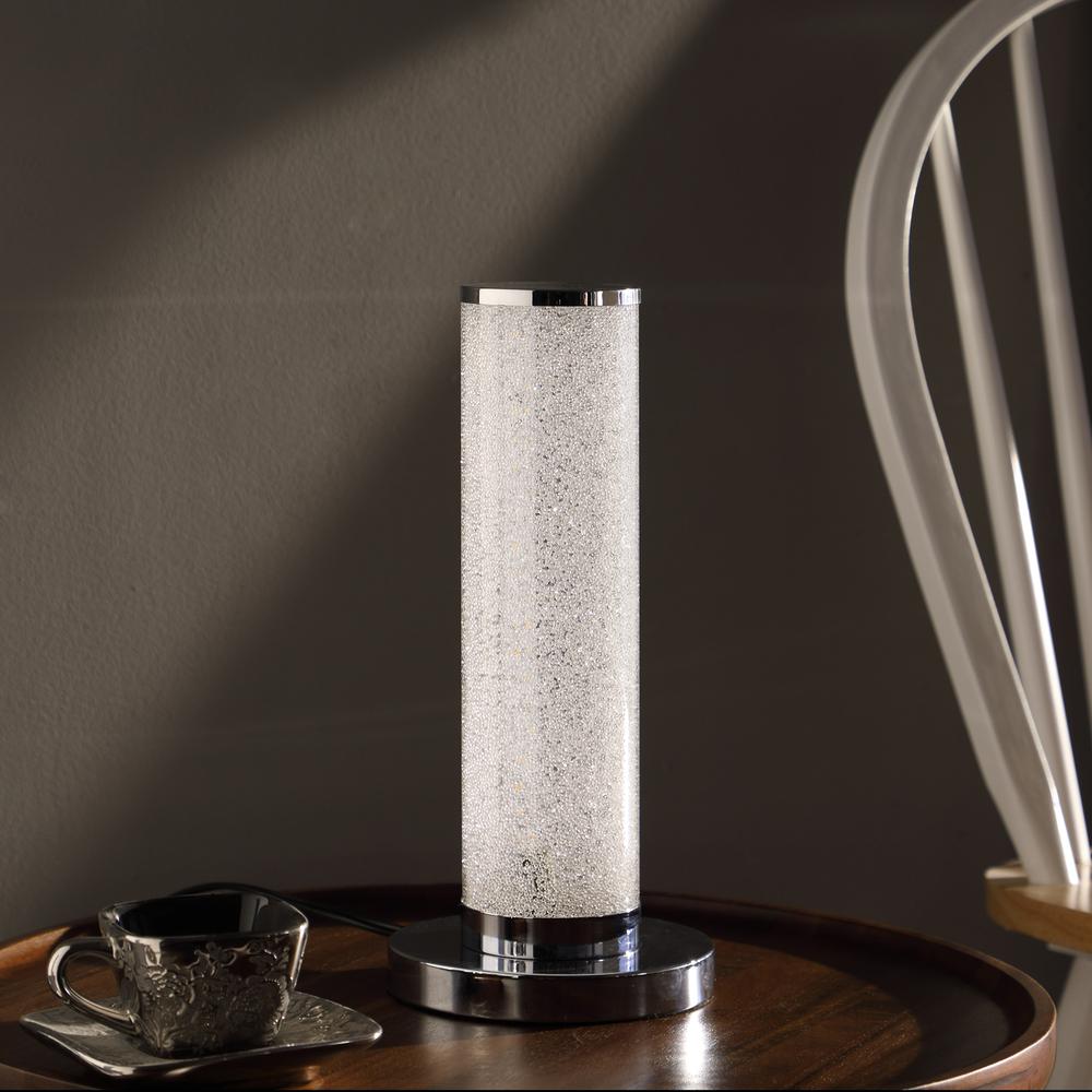13" In Led Illuminari White Crystal Sandrocks Column Table Lamp
