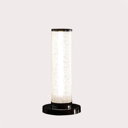 13" In Led Illuminari White Crystal Sandrocks Column Table Lamp