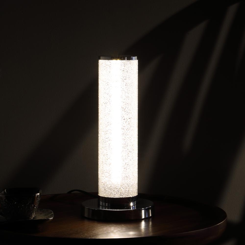 13" In Led Illuminari White Crystal Sandrocks Column Table Lamp