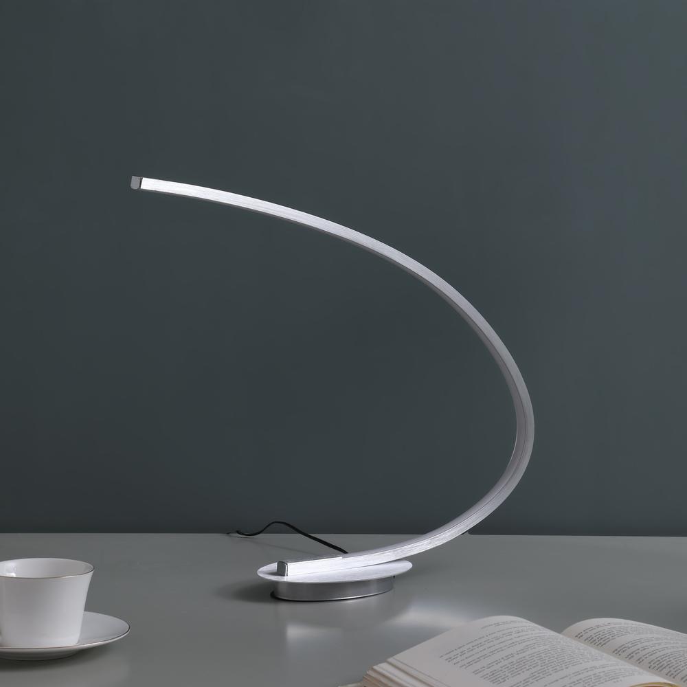 16" In Eli Brushed Nickel Led Arc Tube Table Lamp
