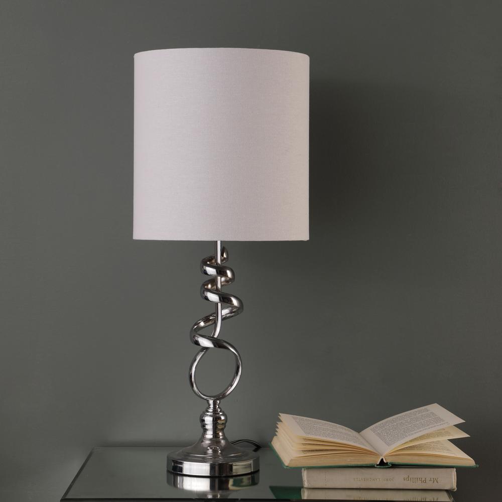 21.5" In Milo Abstract Brushed Silver Metal Table Lamp