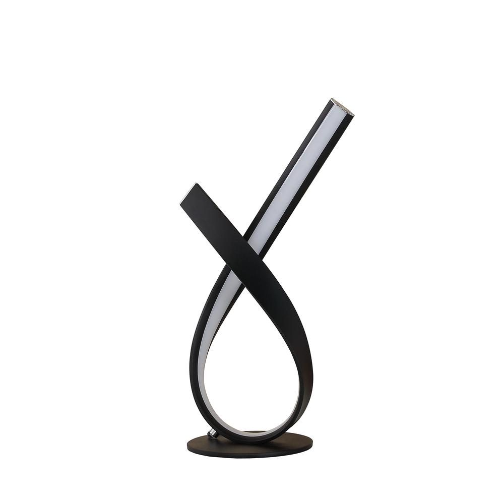 17" In Abstract Upright Ribbon Bow Led Black Metal Table Lamp