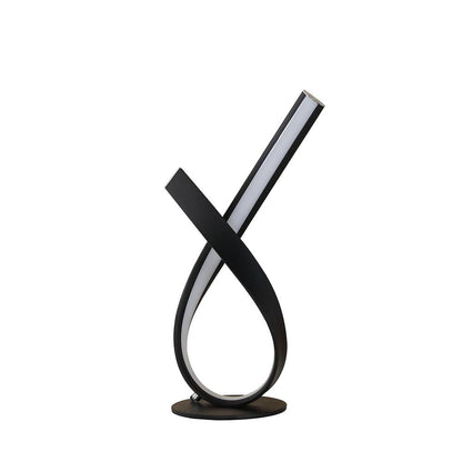 17" In Abstract Upright Ribbon Bow Led Black Metal Table Lamp