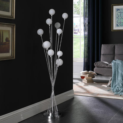 11-Light Acrylic Globe Aluminun Led Chrysanthe Silver Chrome Metal Floor Lamp
