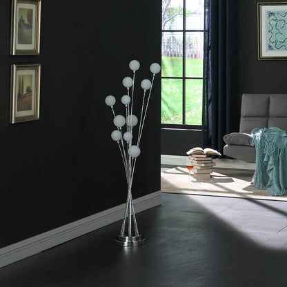 11-Light Acrylic Globe Aluminun Led Chrysanthe Silver Chrome Metal Floor Lamp