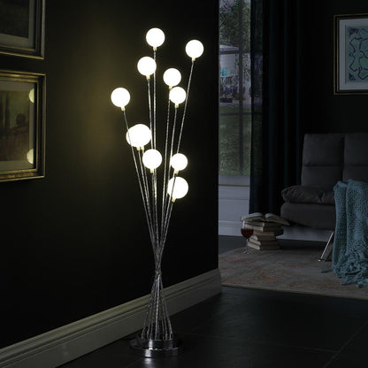 11-Light Acrylic Globe Aluminun Led Chrysanthe Silver Chrome Metal Floor Lamp