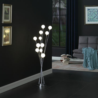 11-Light Acrylic Globe Aluminun Led Chrysanthe Silver Chrome Metal Floor Lamp