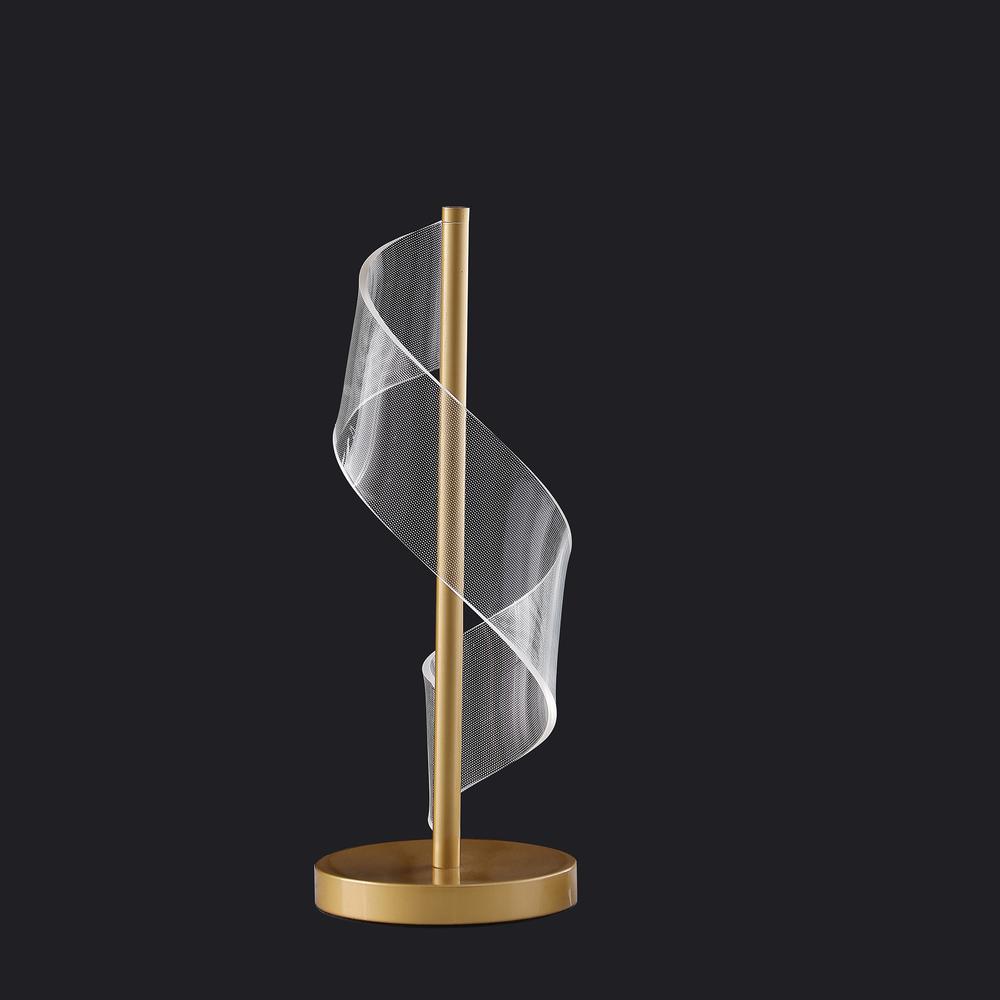18.75" In Dinamo Modern "S" Wave Swirl Acrylic Led Brushed Gold Table Lamp