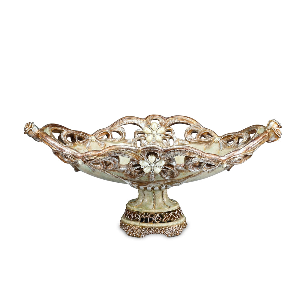 9"H Vintage Rose Fruit Bowl