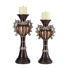 16", 18" Delicata Bronze Silver Candleholder Set Of 2
