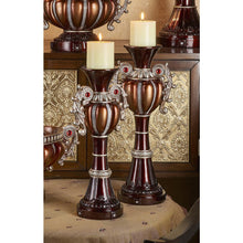 16", 18" Delicata Bronze Silver Candleholder Set Of 2