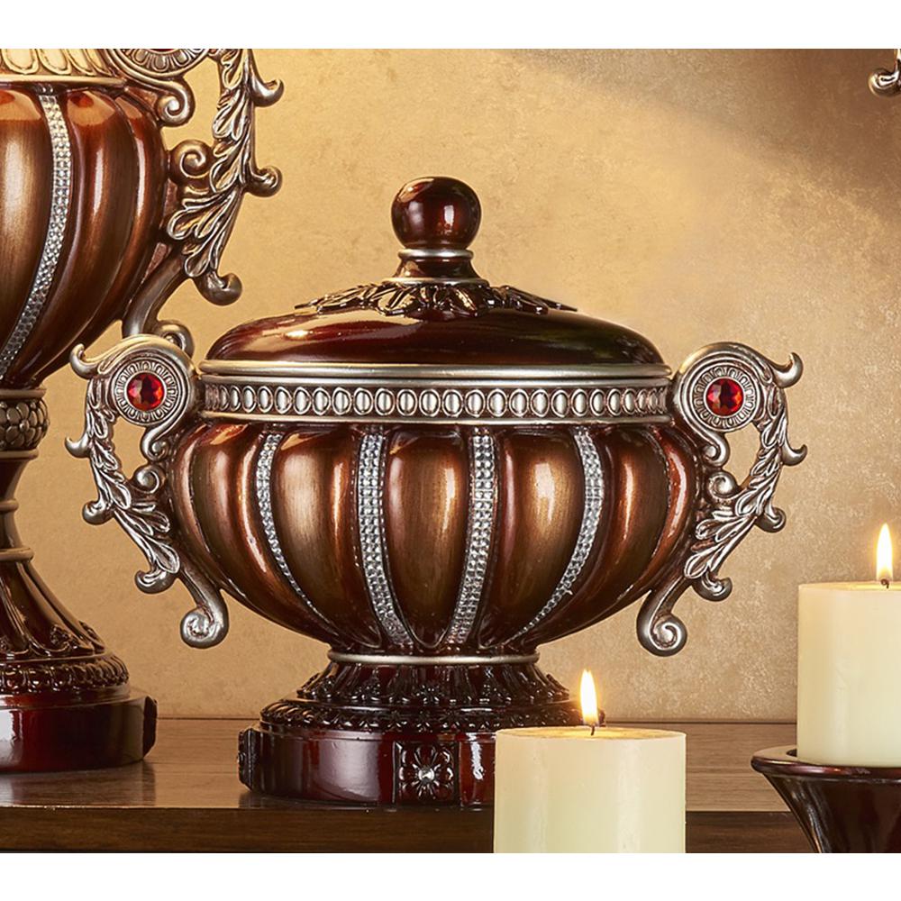 11.5" Delicata Bronze Silver Décor Footed Jewelry Box