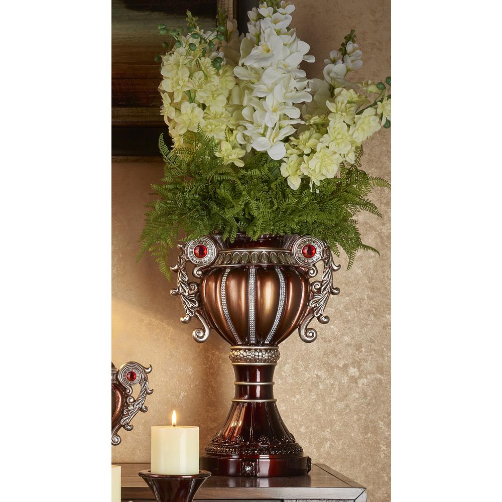 17.5" Delicata Bronze Silver Urn Décor Vase