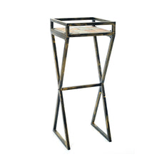35.5" in GRAY STONE SLAB BLACK/GOLD METAL PLANT STAND