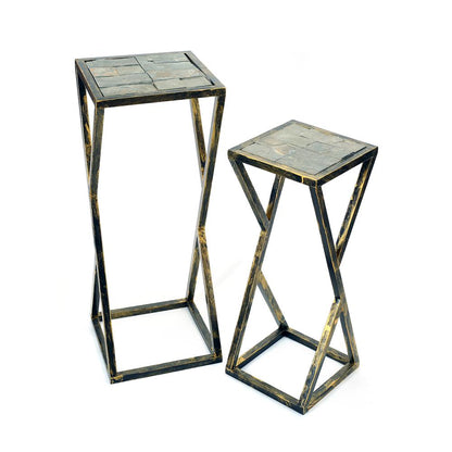 31.2", 25.25" in GREY STONE SLAB BLACK/GOLD PLANT STAND