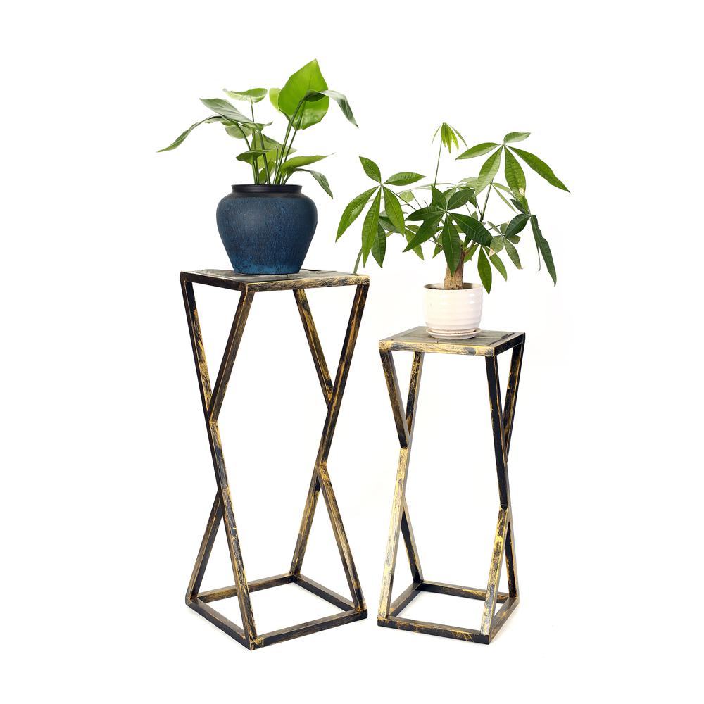 31.2", 25.25" in GREY STONE SLAB BLACK/GOLD PLANT STAND