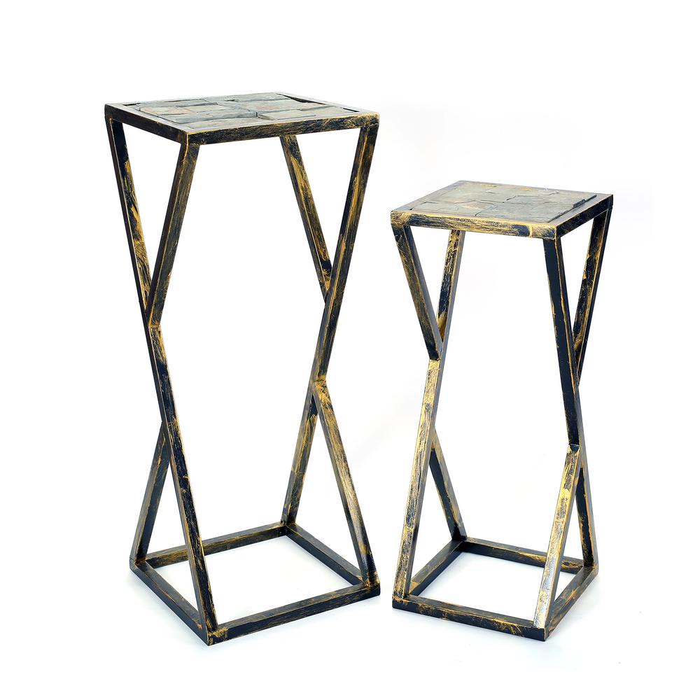 31.2", 25.25" in GREY STONE SLAB BLACK/GOLD PLANT STAND