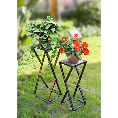 31.2", 25.25" in GREY STONE SLAB BLACK/GOLD PLANT STAND