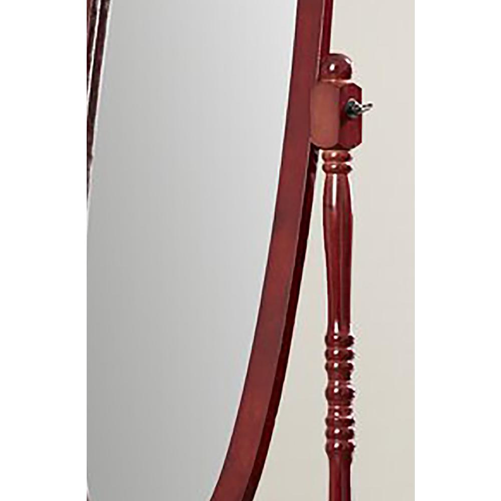 59.5" Cherry Finish Oval Wooden Cheval Standing Mirror