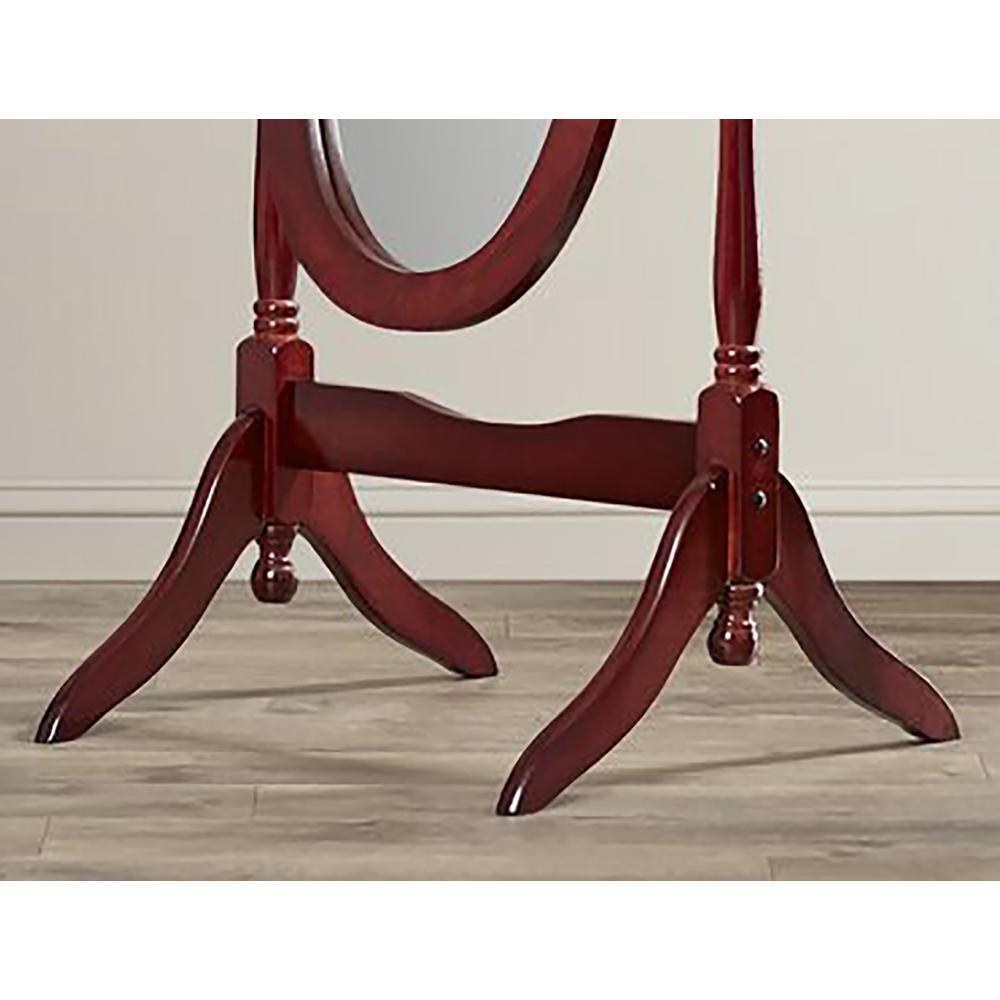 59.5" Cherry Finish Oval Wooden Cheval Standing Mirror