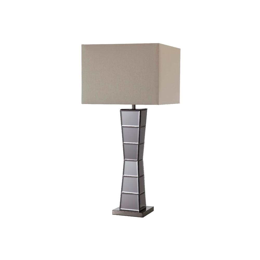 29.5 In Alistair Crystal Black Mirror Square Tower Table Lamp