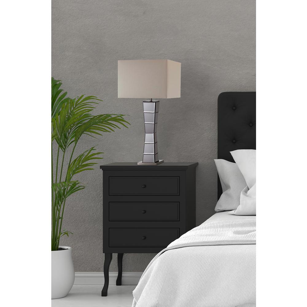29.5 In Alistair Crystal Black Mirror Square Tower Table Lamp