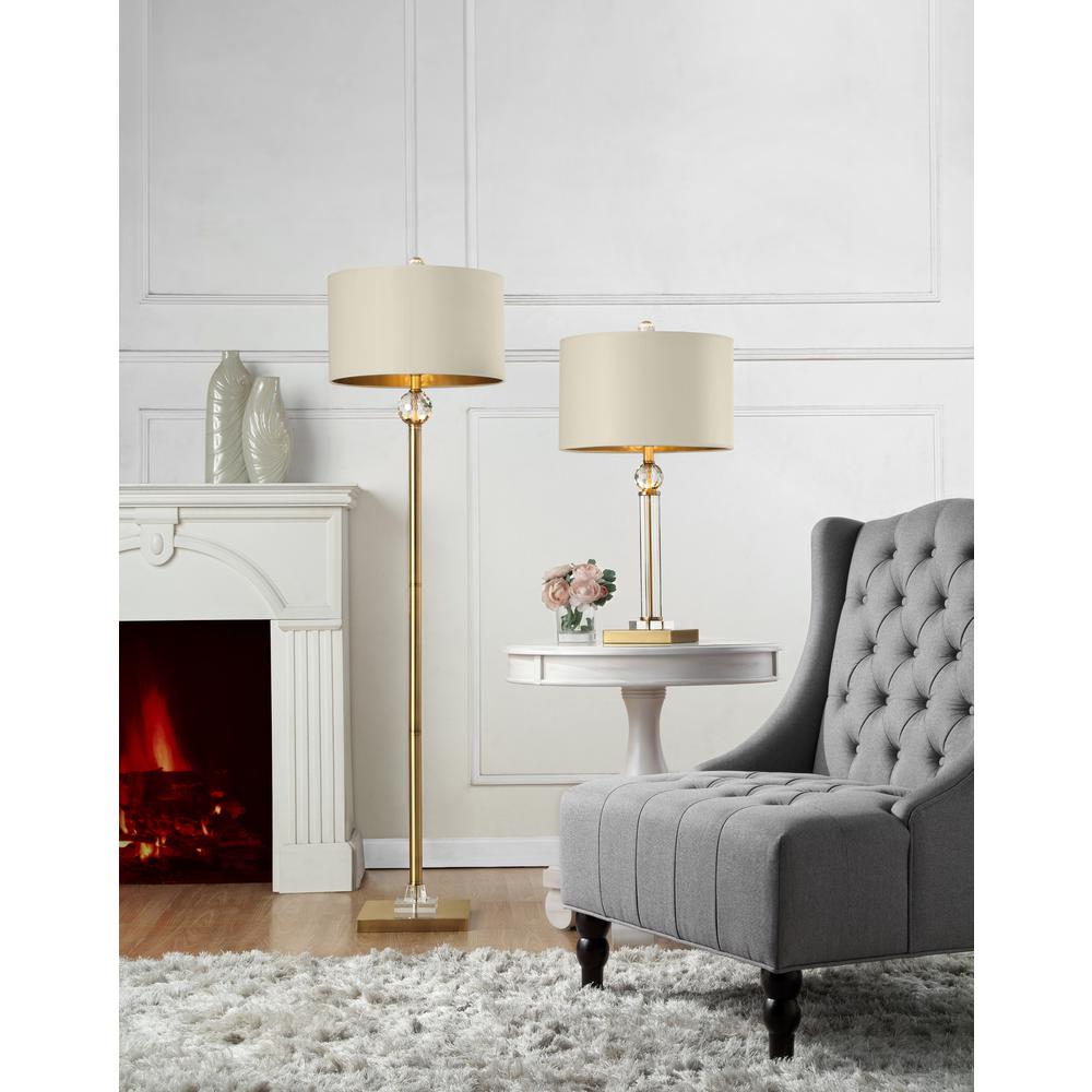 63.25" In Perspicio Solid Crystal Orb Gold Column Floor Lamp