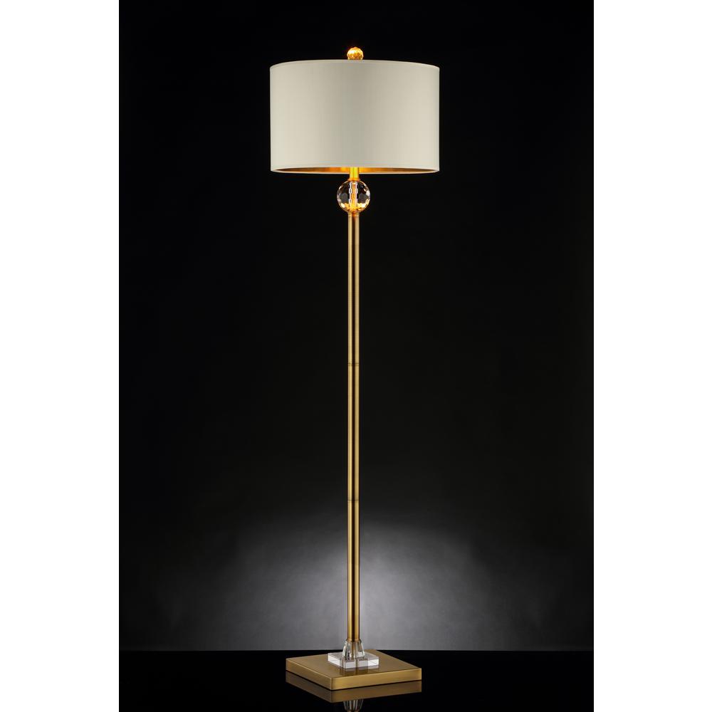 63.25" In Perspicio Solid Crystal Orb Gold Column Floor Lamp
