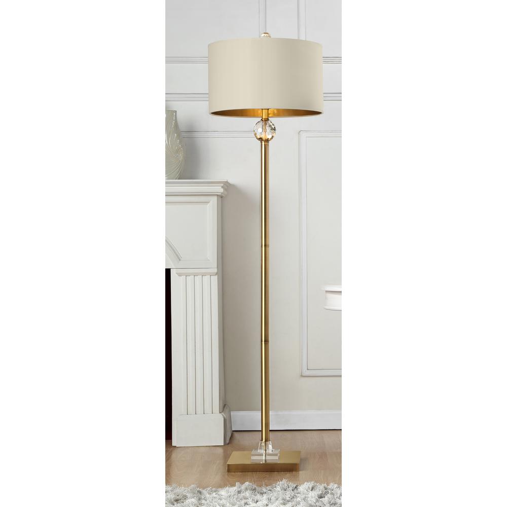 63.25" In Perspicio Solid Crystal Orb Gold Column Floor Lamp