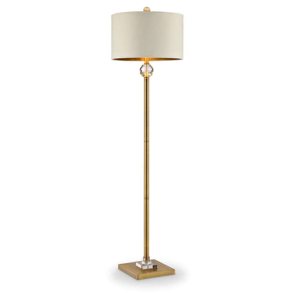 63.25" In Perspicio Solid Crystal Orb Gold Column Floor Lamp