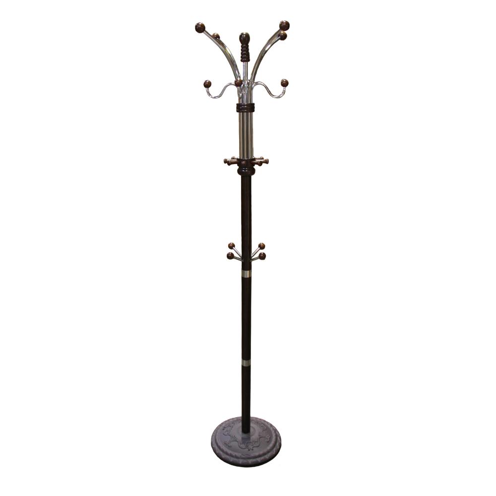 73" Espresso Metal/Wood Coat Rack