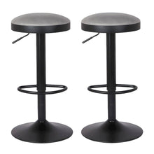 Faux Leather Swivel Bar Stool with Gas Lift, Backless, Set of 2