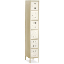 Safco Six-Tier Two-tone Box Locker with Legs - 18" Width x 12" Depth x 78" Height - Recessed Locking Handle - Tan - Steel - No