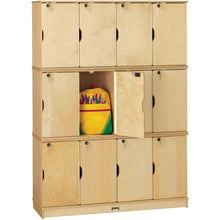 Jonti-Craft Triple Stack Children's Stacking Lockers - 48.5" Width x 15" Depth x 67" Height - Stackable, Lockable, Sturdy, Key Lock, Kick Plate - Wood Grain - Baltic Birch Plywood - 12/Set