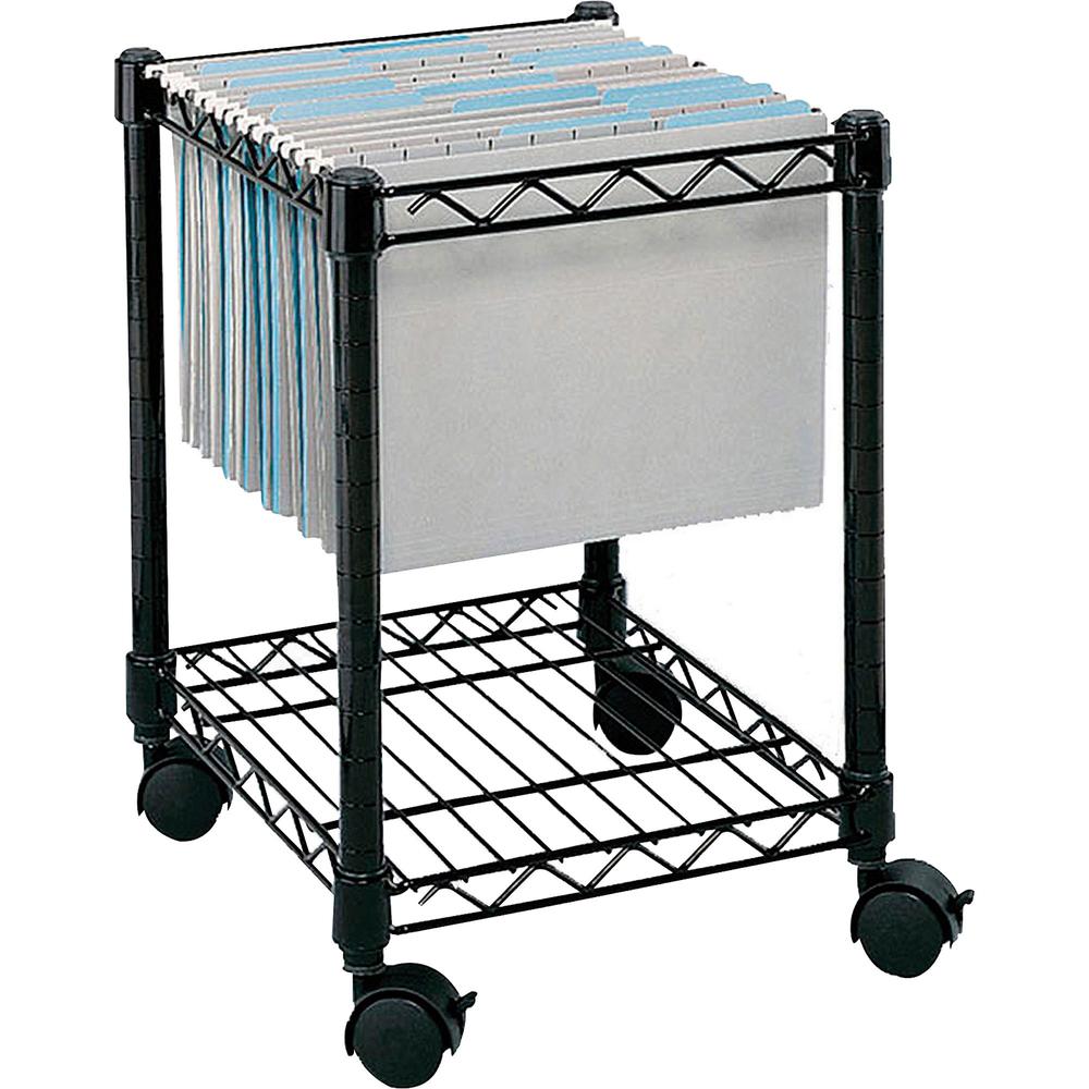 Safco Compact Mobile File Cart - 1 Shelf - 4 Casters - Steel - 15.50" Width x 14" Depth x 19.50" Height - Black - 1 Each
