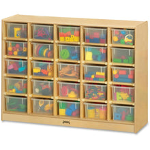 Jonti-Craft Rainbow Accents 25 Cubbie-trays Mobile Storage Unit - 35.5" Height x 48" Width x 15" Depth - Durable - Baltic - Acrylic, Rubber - 1 Each