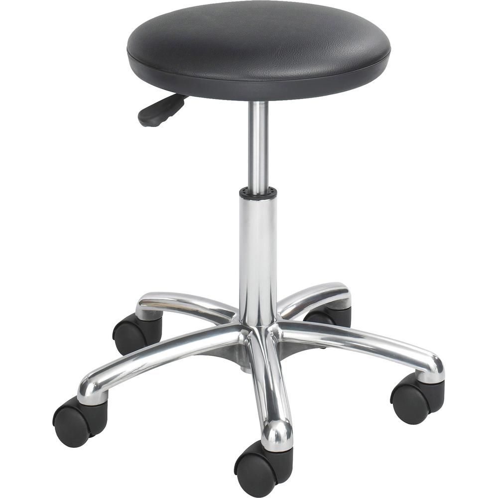 Safco Economy Height Adjustable Lab Stool - Black Seat Color - Vinyl Seat Material - 5-star Base - Black - 1 Each