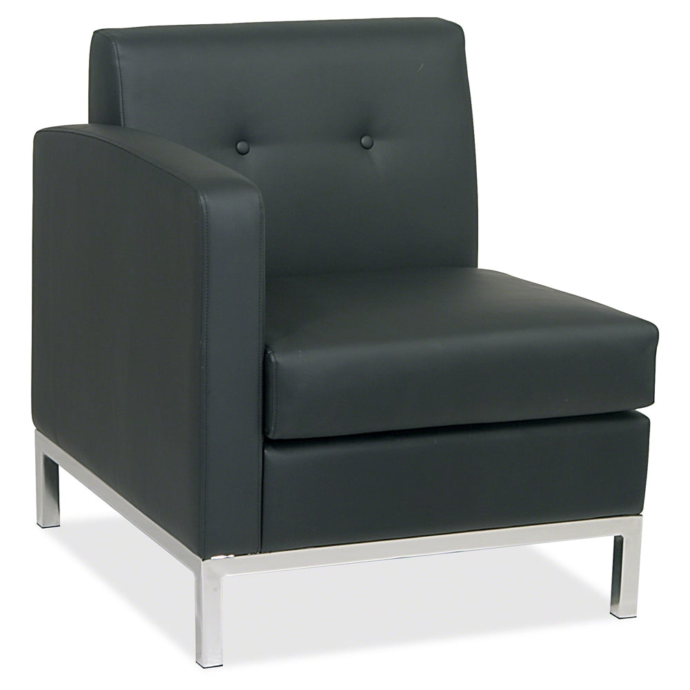 Wall Street Left Arm Chair - Faux Leather Black Seat27" Width x 28" Depth x 30" Height