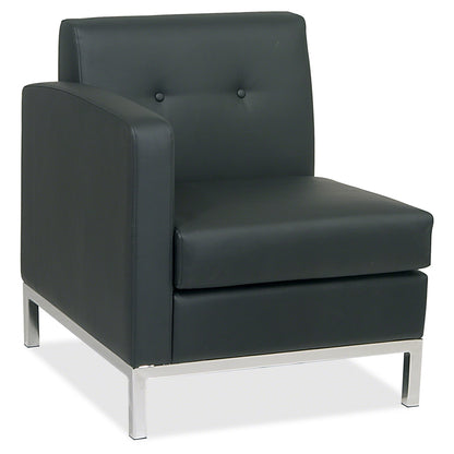 Wall Street Left Arm Chair - Faux Leather Black Seat27" Width x 28" Depth x 30" Height
