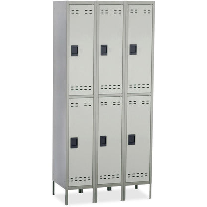 Safco Double-Tier Two-tone 3 Column Locker with Legs - 36" Width x 18" Depth x 78" Height - 3 x Shelf(ves) - Recessed Locking Handle - Gray - Steel - No