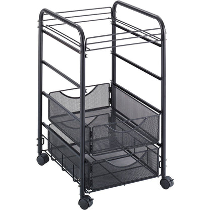 Safco Onyx Mesh Open File with Drawers - 2 Drawer - 75 lb Load Capacity - 4 Casters - 1.50" Caster Size - Steel - 15.75" Width x 17" Depth x 27" Height - Black Steel Frame - Black - 1 Each