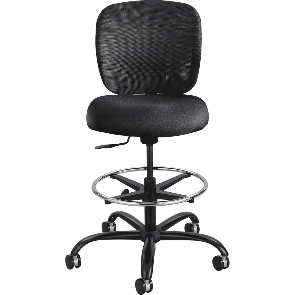 Safco Vue Heavy-duty Stool - Black Seat Color - Fabric Seat Material - Black Back Color - Mesh Back Material - 5-star Base - Black - 1 Each