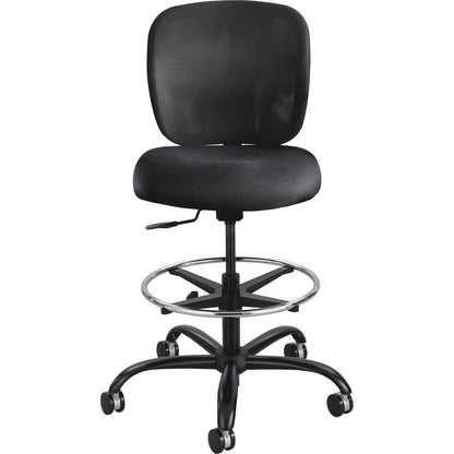 Safco Vue Heavy-duty Stool - Black Seat Color - Fabric Seat Material - Black Back Color - Mesh Back Material - 5-star Base - Black - 1 Each