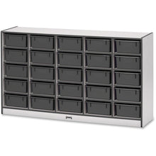 Jonti-Craft Rainbow Accents Mobile Tub Bin Storage - 25 Compartment(s) - 35.5" Height x 60" Width x 15" Depth - Durable, Laminated - Black - Hard Rubber - 1 Each