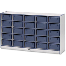 Jonti-Craft Rainbow Accents Mobile Tub Bin Storage - 25 Compartment(s) - 35.5" Height x 60" Width x 15" Depth - Durable, Laminated - Navy - Hard Rubber - 1 Each