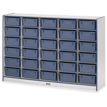 Jonti-Craft Rainbow Accents Mobile Tub Bin Storage - 30 Compartment(s) - 42" Height x 60" Width x 15" Depth - Durable, Laminated - Navy - Hard Rubber - 1 Each