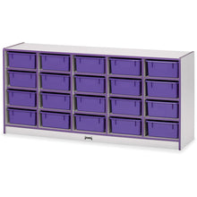 Jonti-Craft Rainbow Accents Mobile Tub Bin Storage - 20 Compartment(s) - 29.5" Height x 24.5" Width x 15" Depth - Durable, Laminated - Purple - Hard Rubber - 1 Each