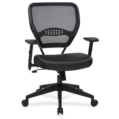 Office Star Professional Dark Air Grid Back Managers Chair - Leather Seat Material - 5-star Base - Black - 1 Each